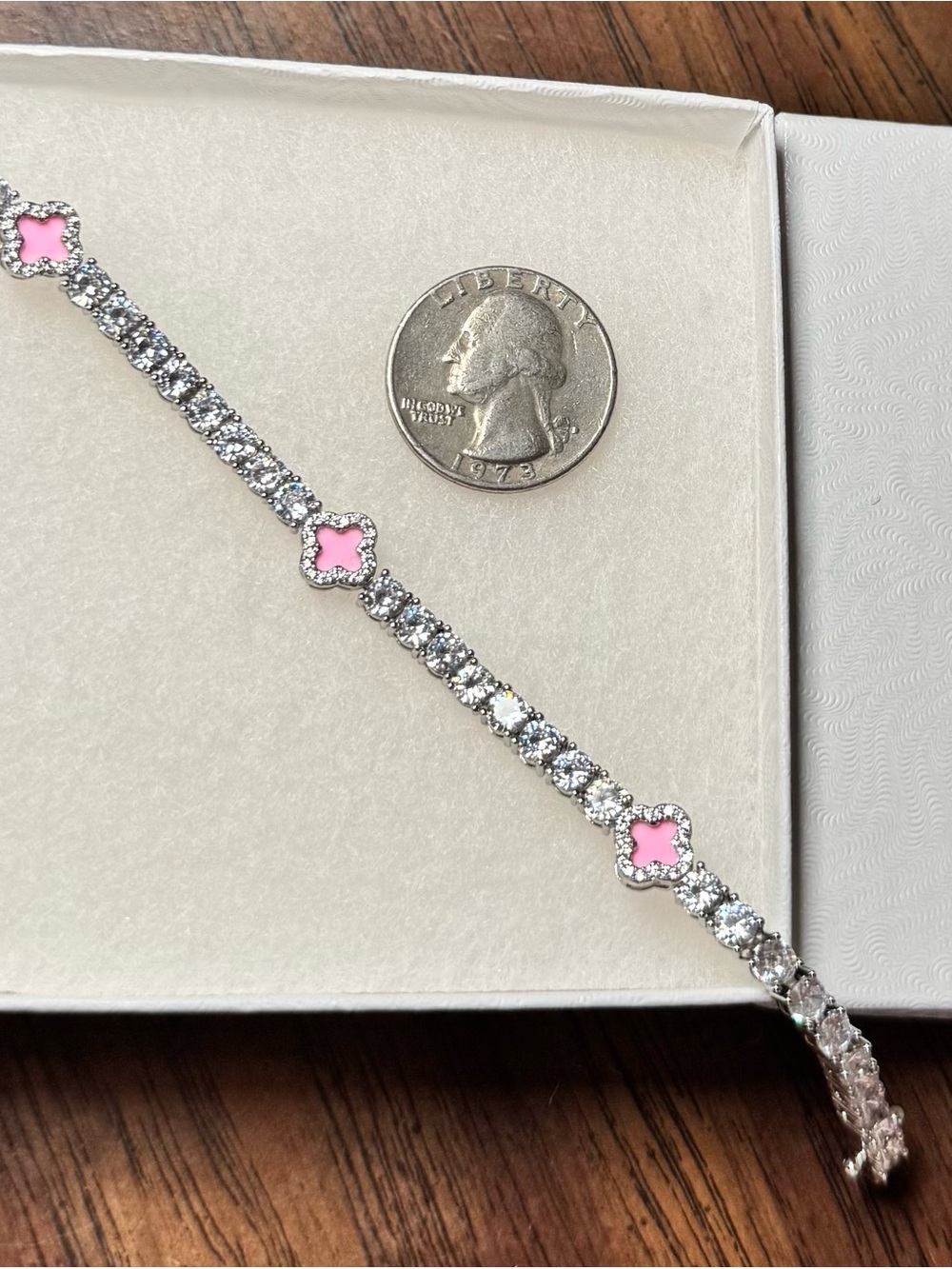Pink Clover Tennis Bracelet